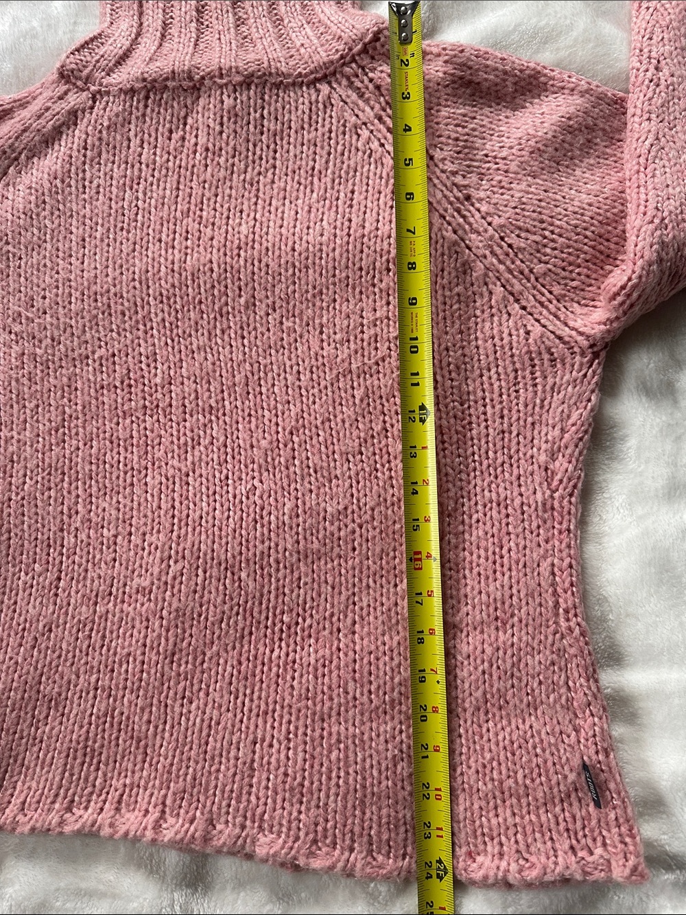 ROOTS Blush Pink Chunky Knit Turtleneck Sweater Oversized Cozy Pullover Sz XL - Picture 7 of 9